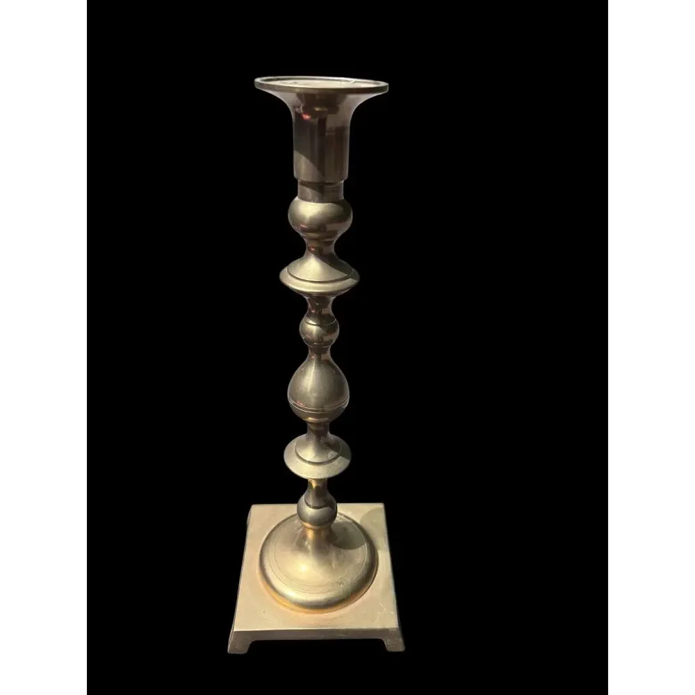 Tall Brass Candlestick 14.5” Heavyweight MCM Style Boho